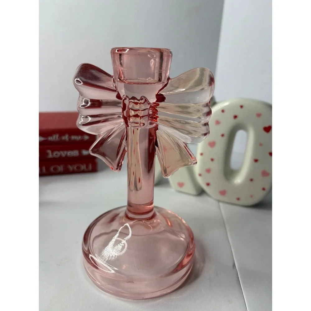 Valentine's Day Decor Bundle Pink Cherub Bow Candle Holder XO Sign Book Stack‎